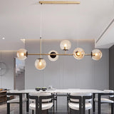 Modern 6-Light Globe Glass Kitchen Island Chandelier Image - 8