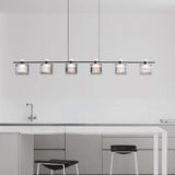 Modern 6-Light Gray Square Island Pendant Light Image - 1