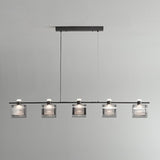 Modern 6-Light Gray Square Island Pendant Light Image - 10