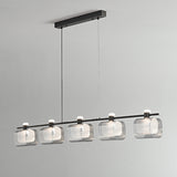 Modern 6-Light Gray Square Island Pendant Light Image - 11