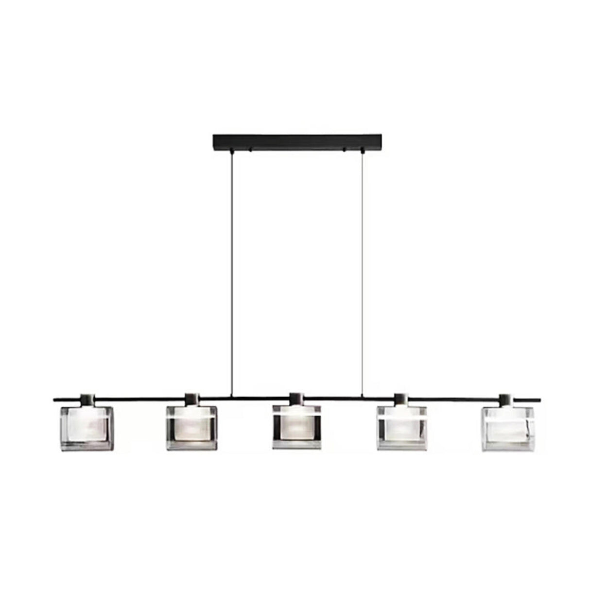 Modern 6-Light Gray Square Island Pendant Light Image - 2