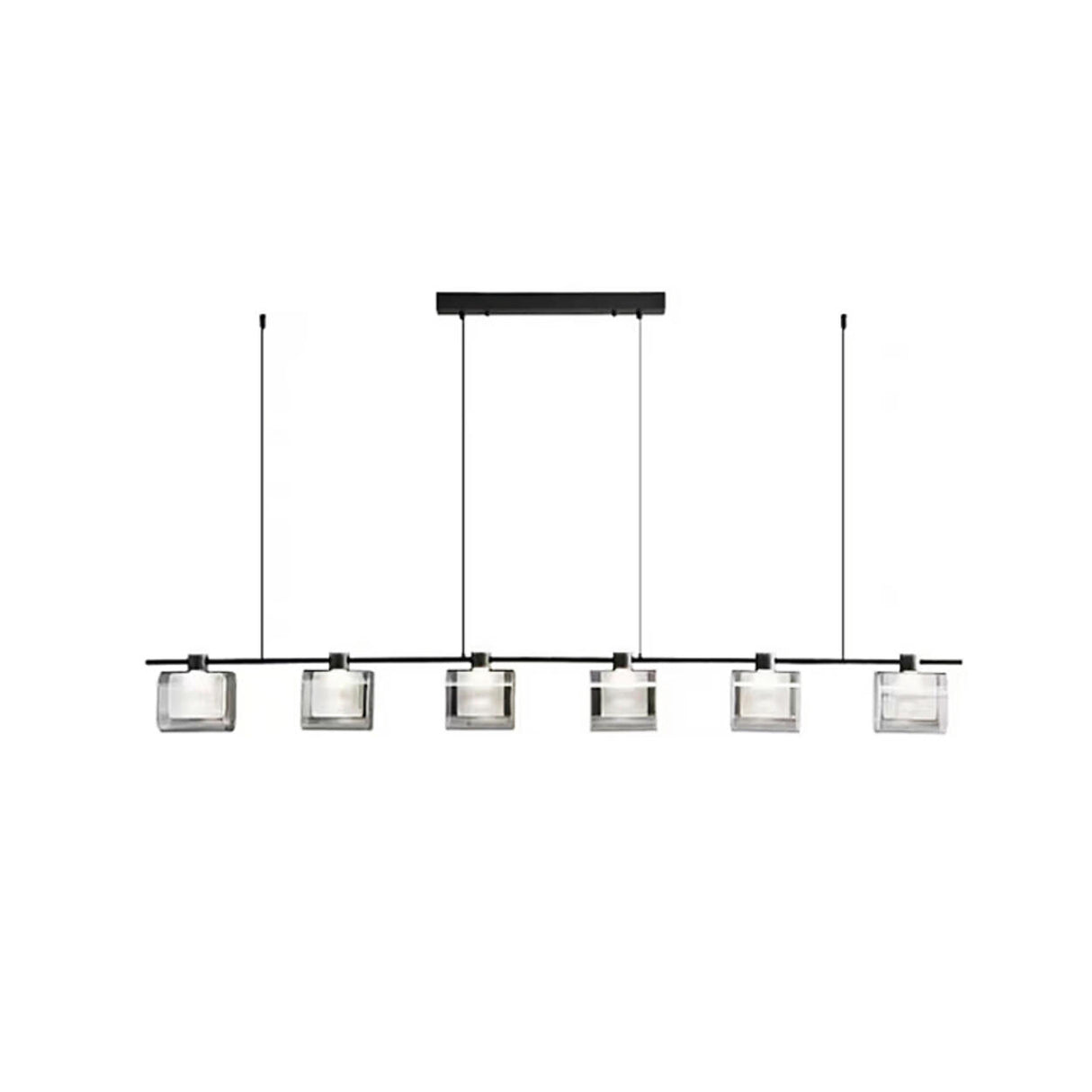 Modern 6-Light Gray Square Island Pendant Light Image - 3