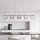 Modern 6-Light Gray Square Island Pendant Light Image - 4