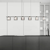 Modern 6-Light Gray Square Island Pendant Light Image - 6