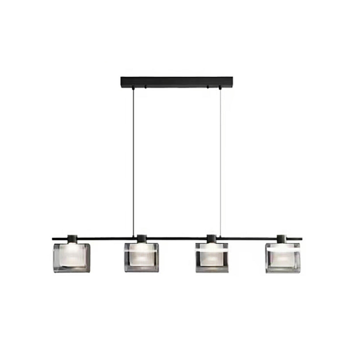 Modern 6-Light Gray Square Island Pendant Light Image - 7