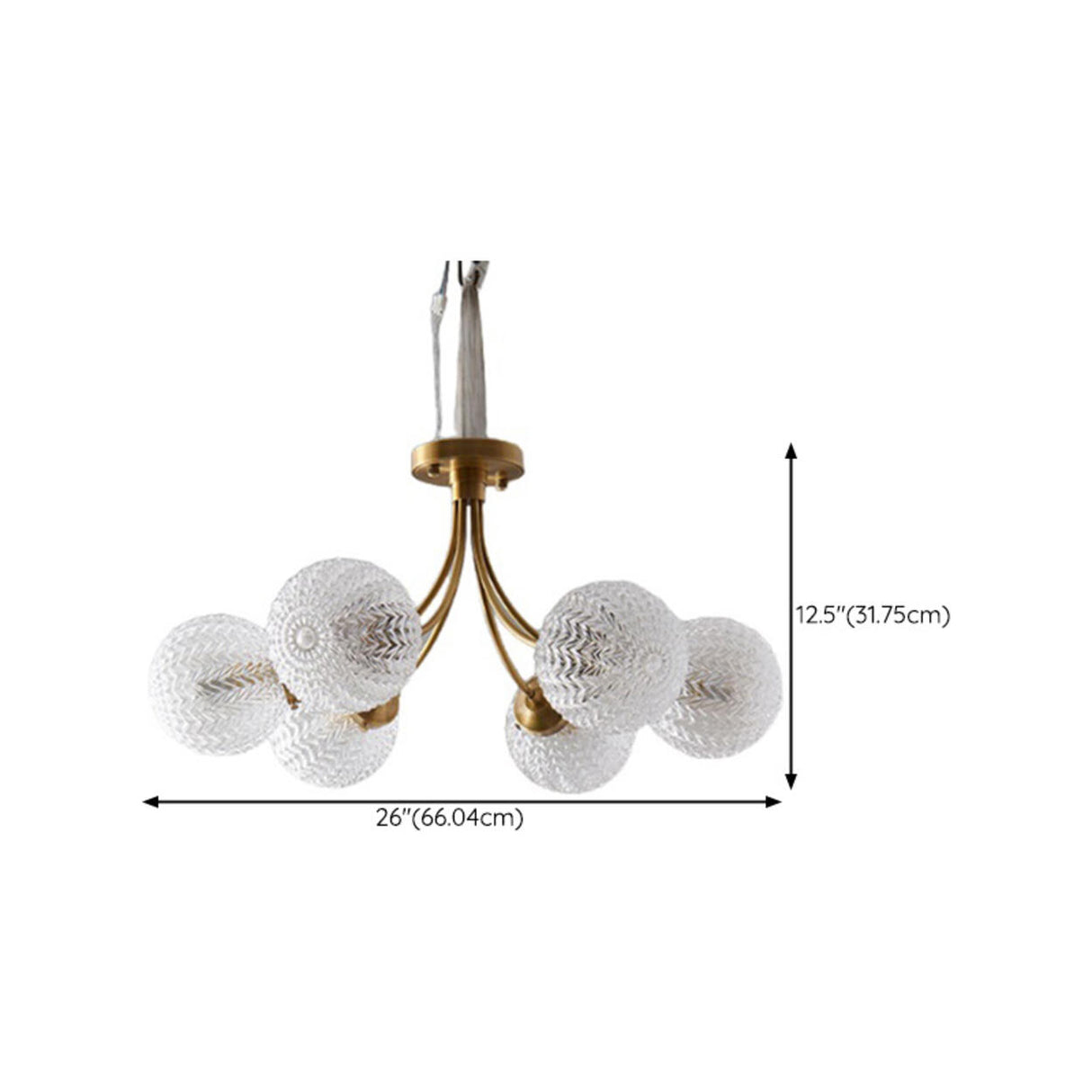 Modern 6-Light Textured Glass Globes Gold Chandelier 