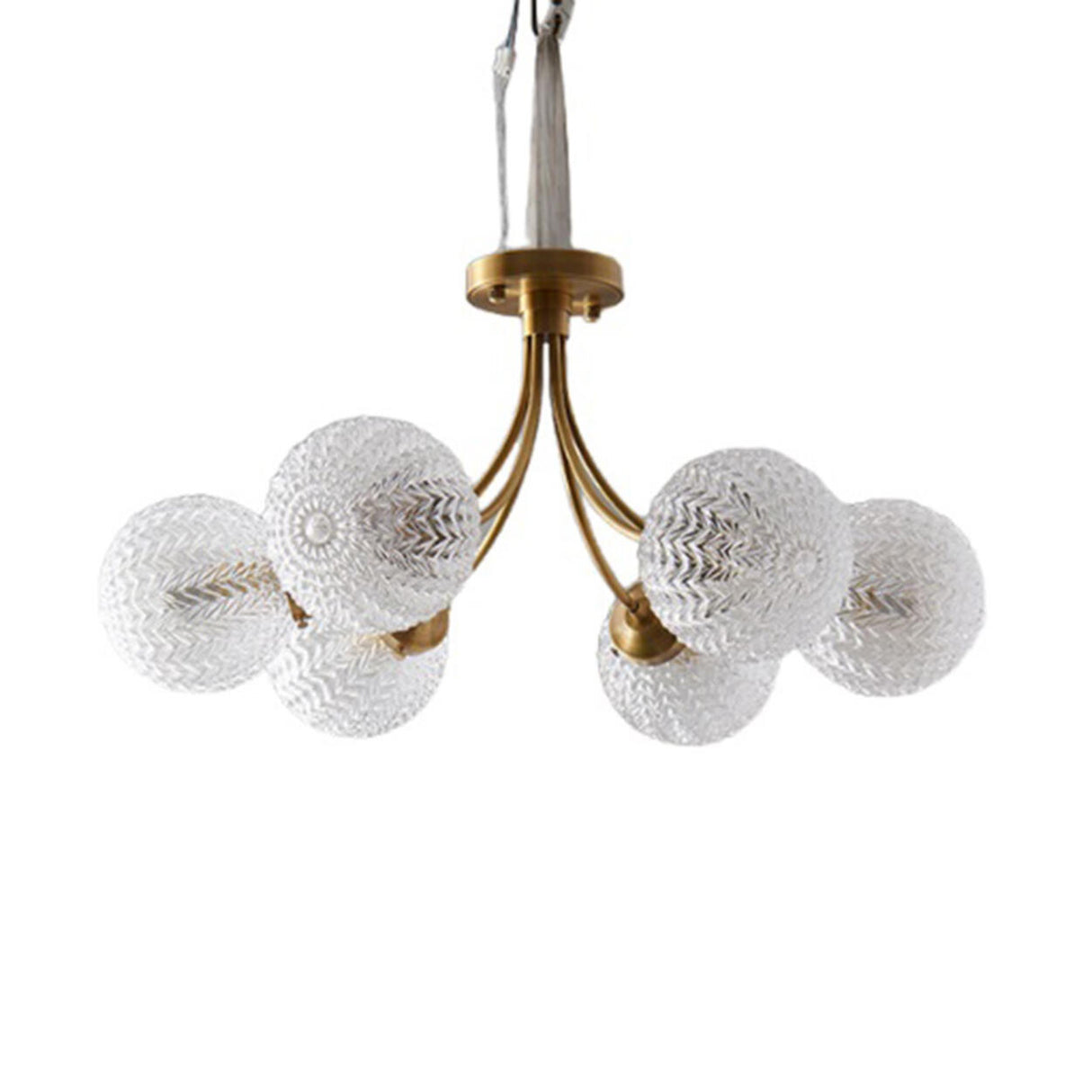 Modern 6-Light Textured Glass Globes Gold Chandelier Image - 5