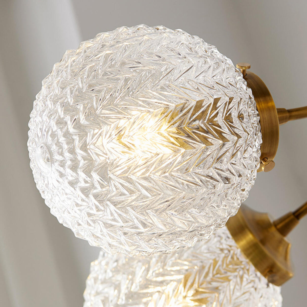 Modern 6-Light Textured Glass Globes Gold Chandelier Image - 8