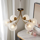 Modern 6-Light Textured Glass Globes Gold Chandelier Image - 9