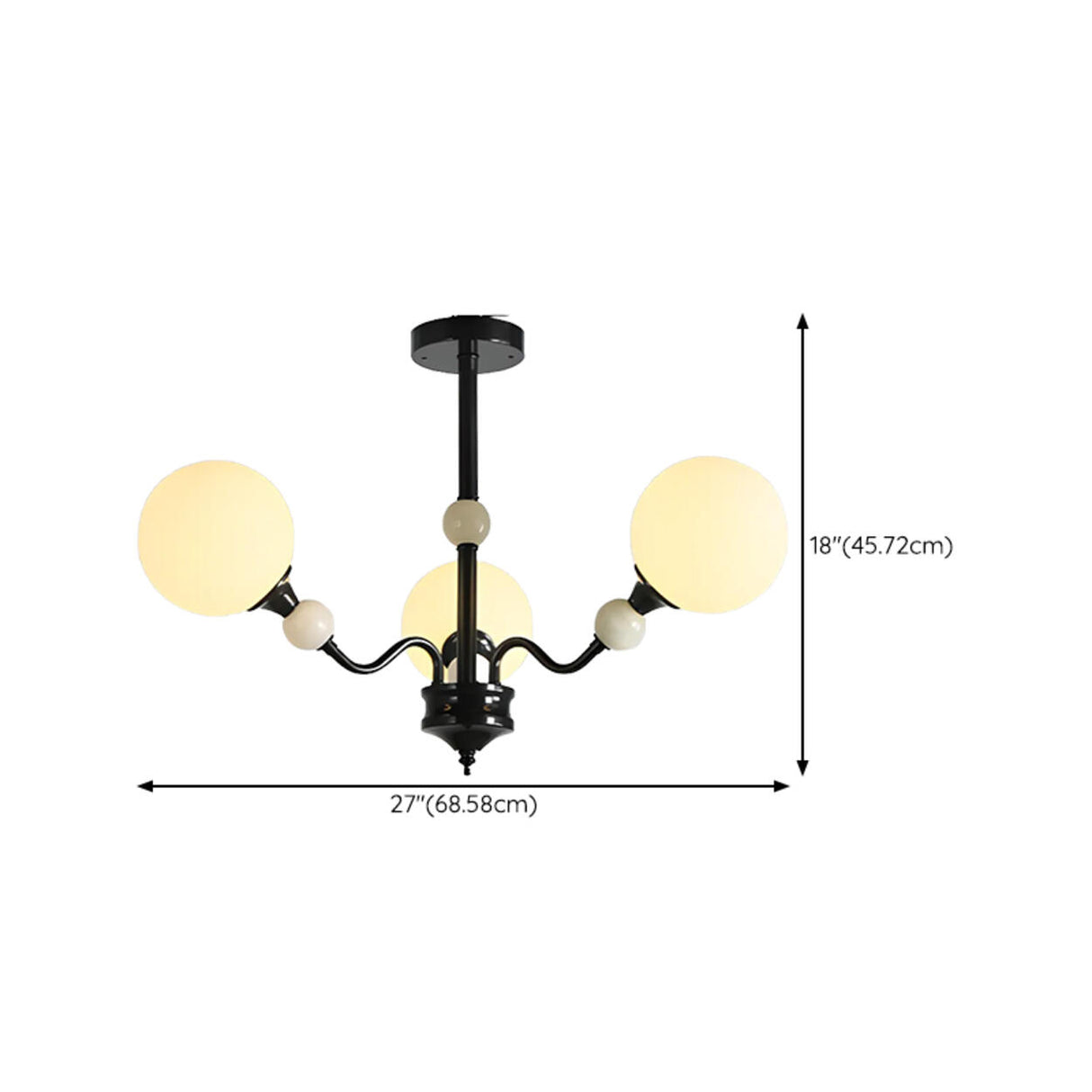 Modern 6 White Ball Bulbs Chandelier Adjustable Height 