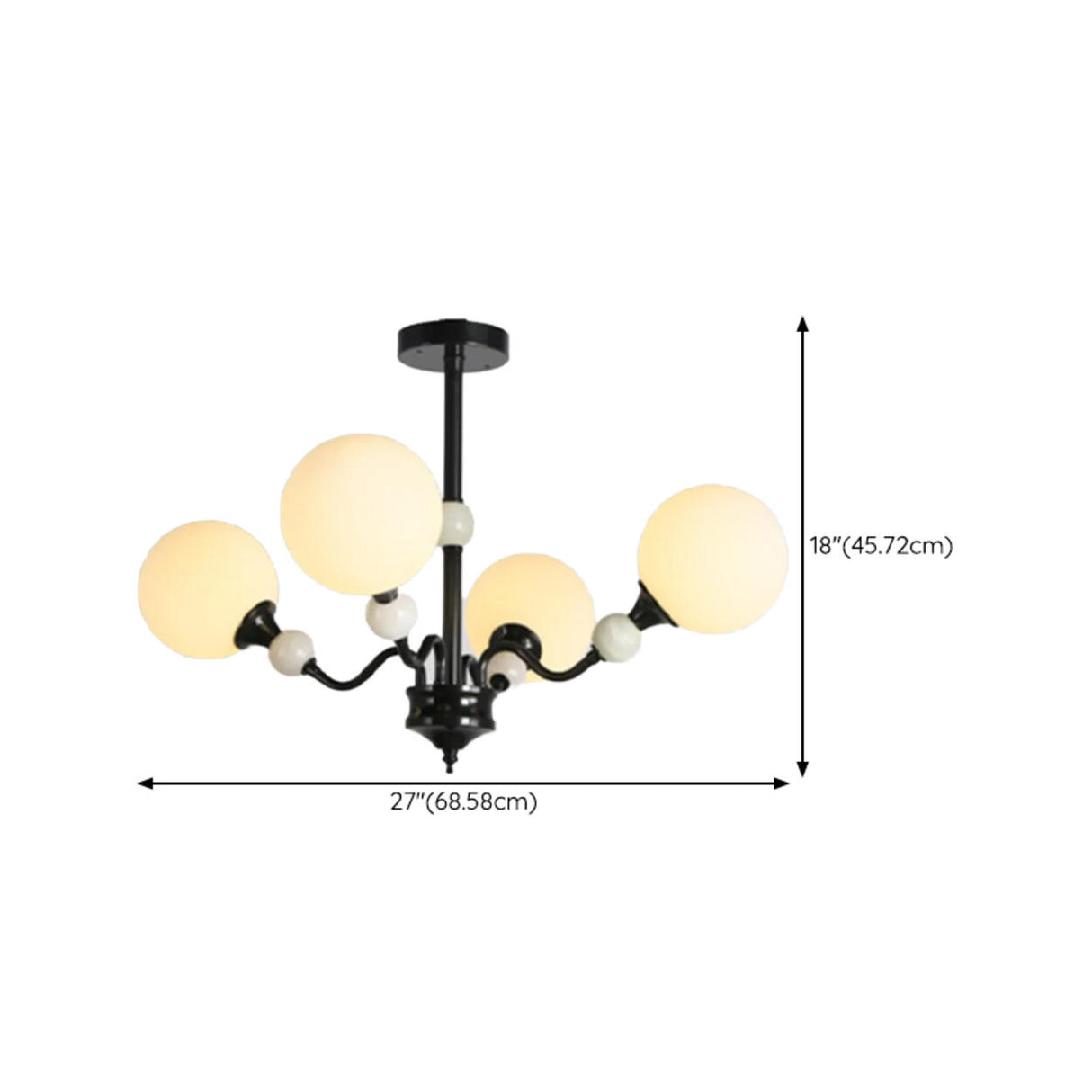 Modern 6 White Ball Bulbs Chandelier Adjustable Height Image - 14