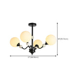 Modern 6 White Ball Bulbs Chandelier Adjustable Height Image - 14