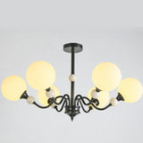 Modern 6 White Ball Bulbs Chandelier Adjustable Height Image - 5