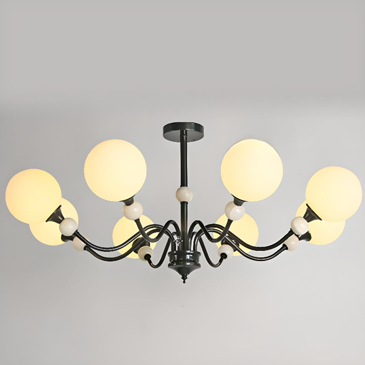 Modern 6 White Ball Bulbs Chandelier Adjustable Height Image - 7