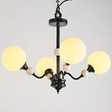 Modern 6 White Ball Bulbs Chandelier Adjustable Height Image - 8