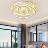 Modern 7 Blade Flower Dimming Ceiling Fan with Light Image - 1