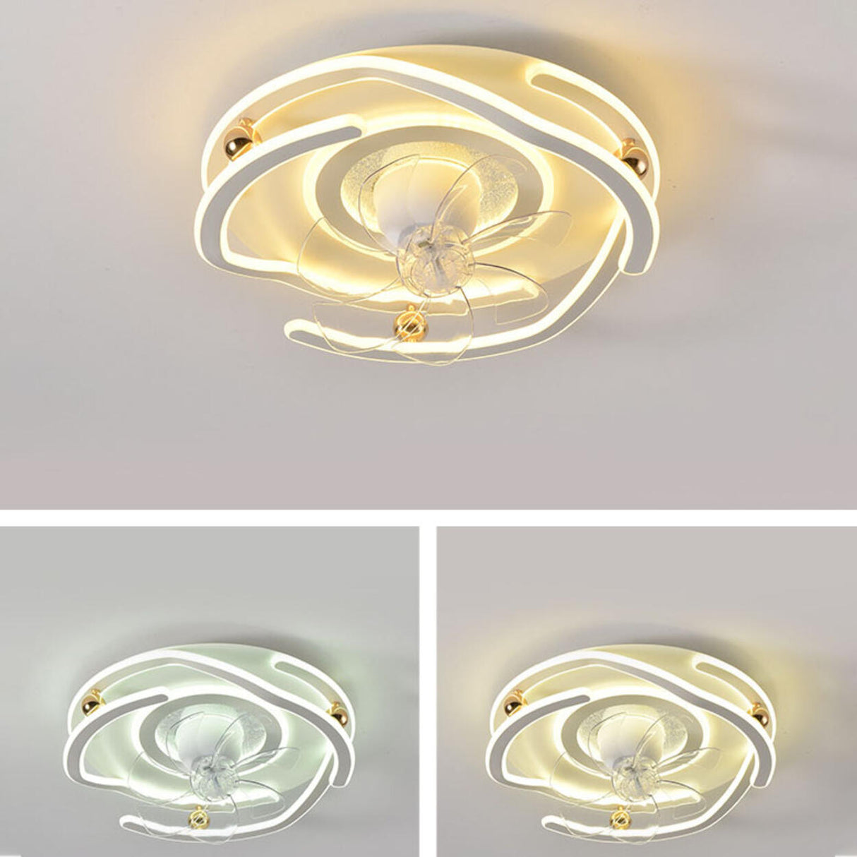 Modern 7 Blade Flower Dimming Ceiling Fan with Light Image - 11