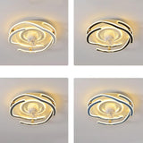 Modern 7 Blade Flower Dimming Ceiling Fan with Light Image - 16