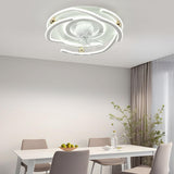 Modern 7 Blade Flower Dimming Ceiling Fan with Light Image - 2