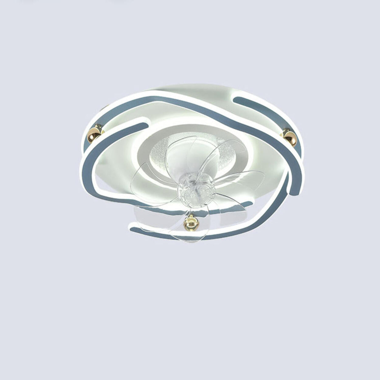 Modern 7 Blade Flower Dimming Ceiling Fan with Light Image - 8