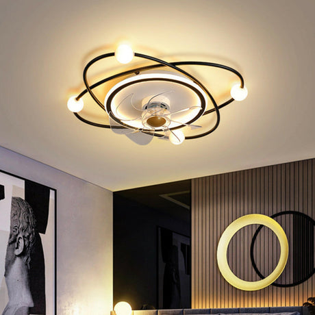 Modern 7 Blades Elliptic Rings Ceiling Fan with Lights Image - 1