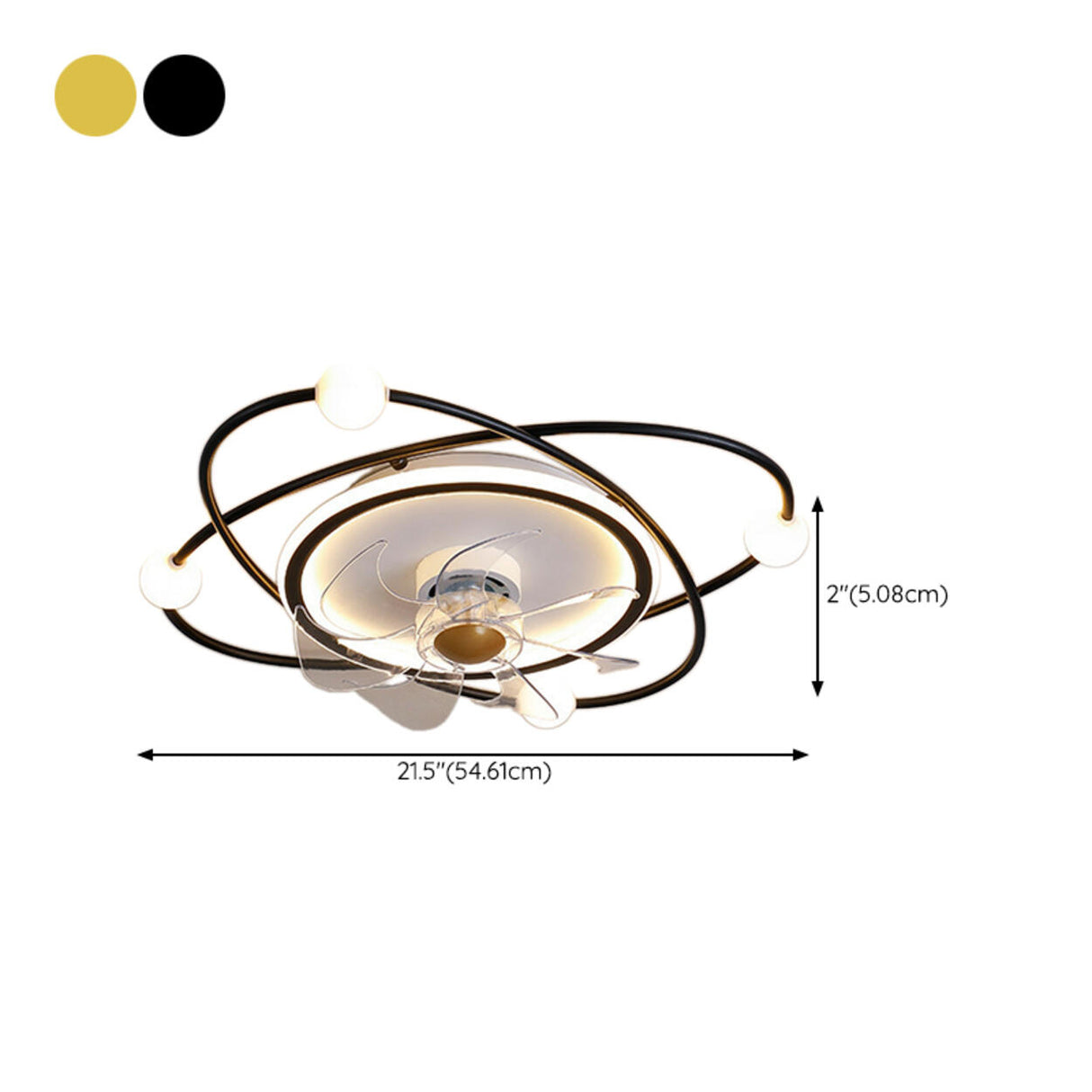 Modern 7 Blades Elliptic Rings Ceiling Fan with Lights 