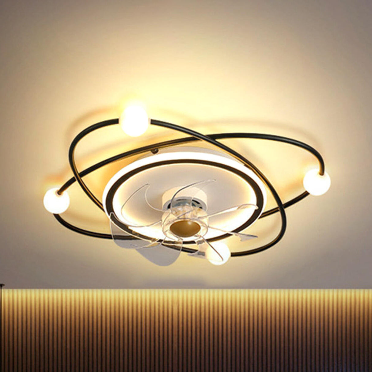 Modern 7 Blades Elliptic Rings Ceiling Fan with Lights Image - 6