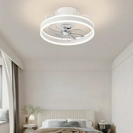 Modern 7 Clear Blades Round Ceiling Fan with LED Light Image - 1