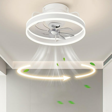 Modern 7 Clear Blades Round Ceiling Fan with LED Light Image - 2