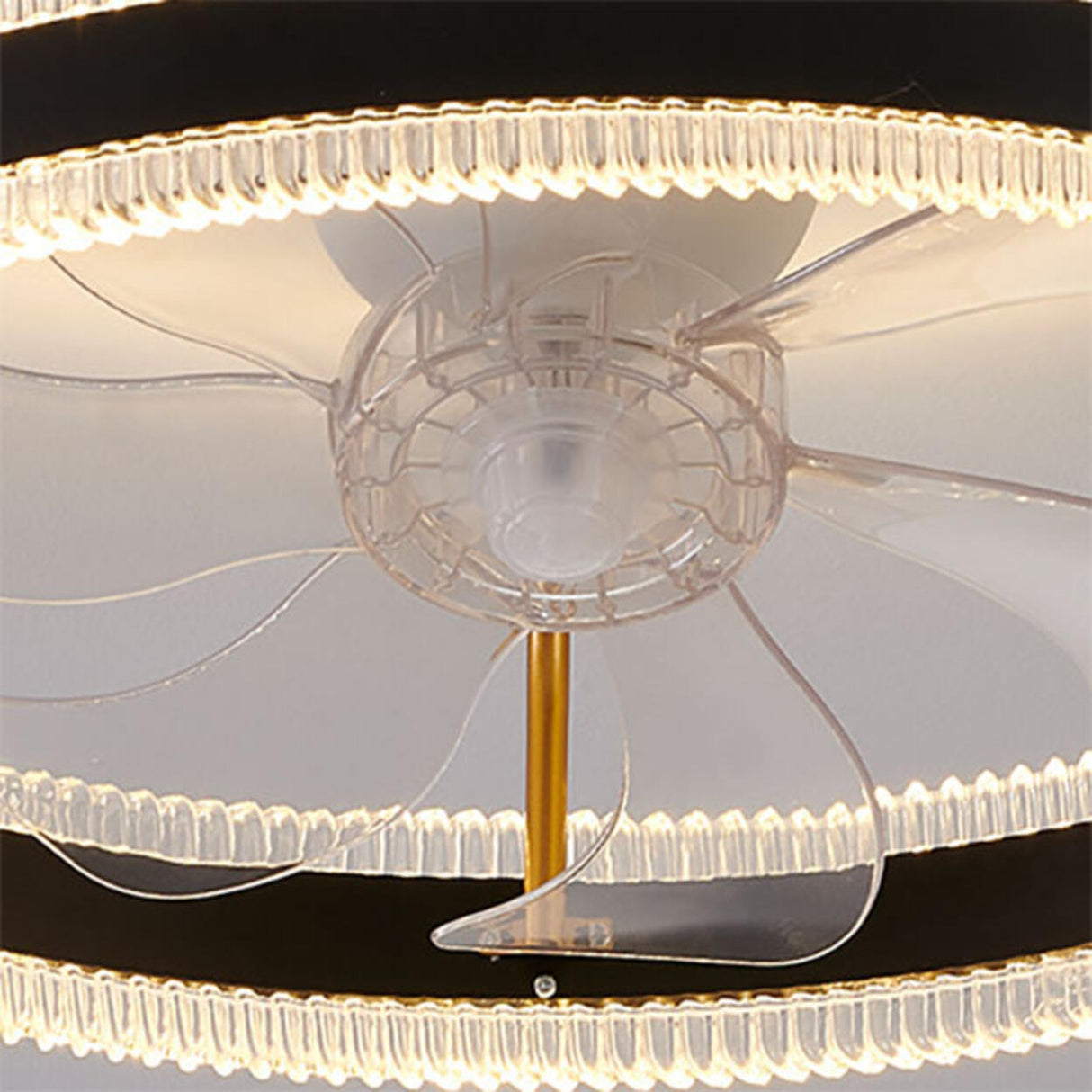 Modern 7 Clear Blades Round Dimmable Ceiling Fan Light Image - 12