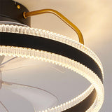 Modern 7 Clear Blades Round Dimmable Ceiling Fan Light Image - 13