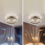 Modern 7 Clear Blades Round Dimmable Ceiling Fan Light Image - 14