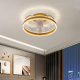 Modern 7 Clear Blades Round Dimmable Ceiling Fan Light Image - 15