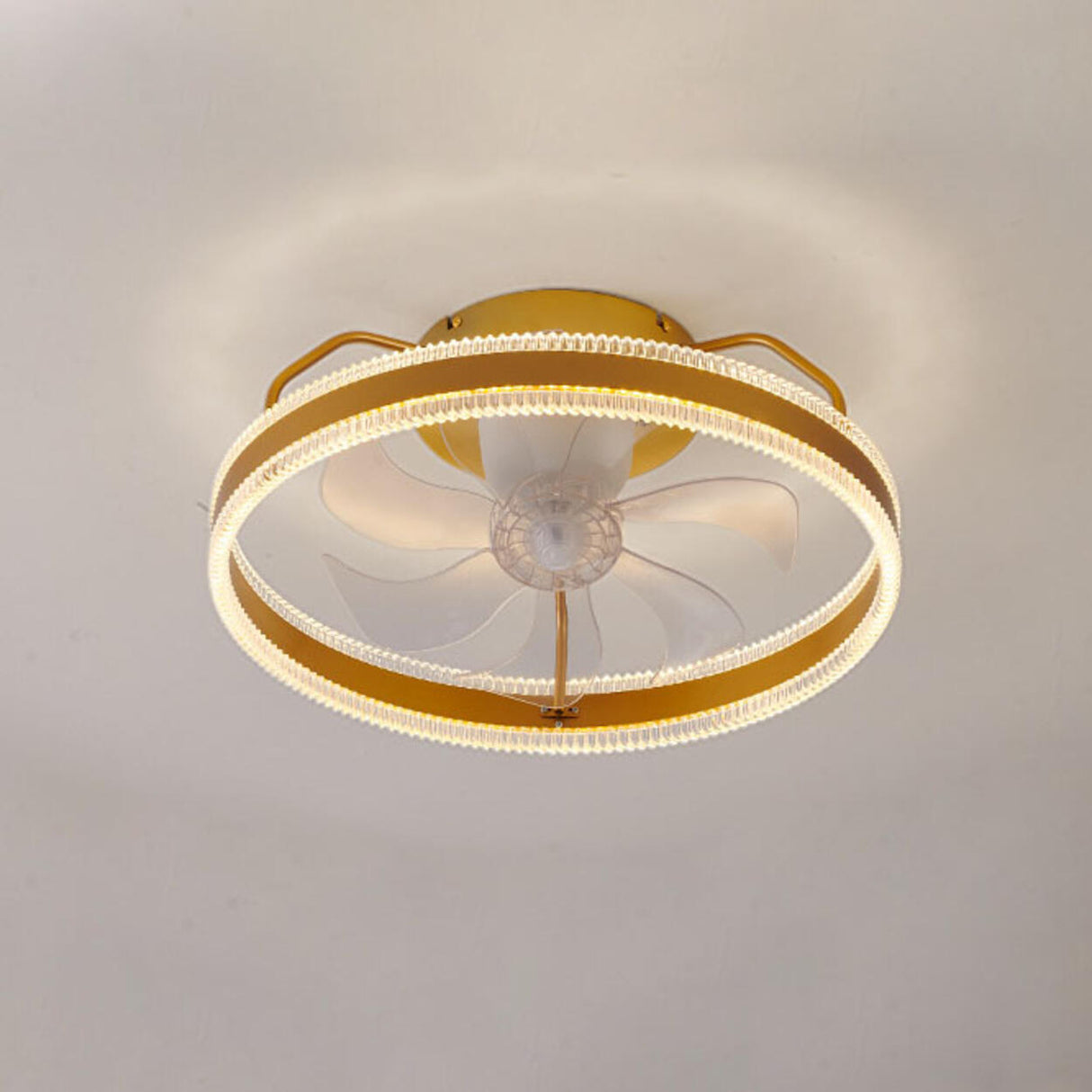 Modern 7 Clear Blades Round Dimmable Ceiling Fan Light Image - 7