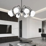 Modern 8-Light Black Metal Ball Glass Chandelier  Image - 15