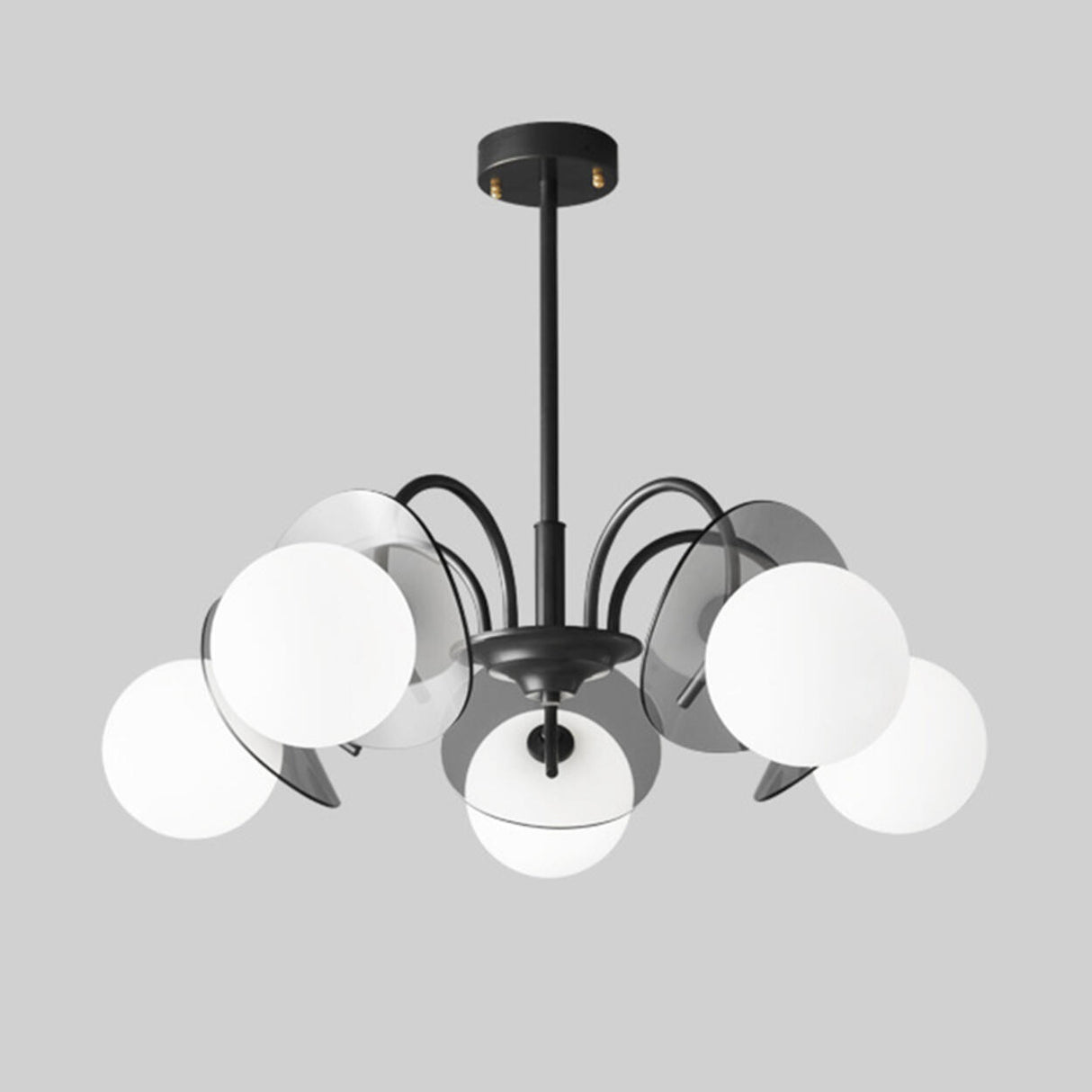 Modern 8-Light Black Metal Ball Glass Chandelier  Image - 7