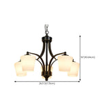 Modern 8-Light Black Metal White Glass Chandelier Image - 30