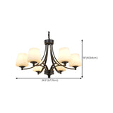 Modern 8-Light Black Metal White Glass Chandelier Image - 31