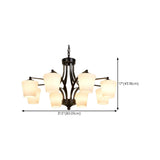 Modern 8-Light Black Metal White Glass Chandelier Image - 34