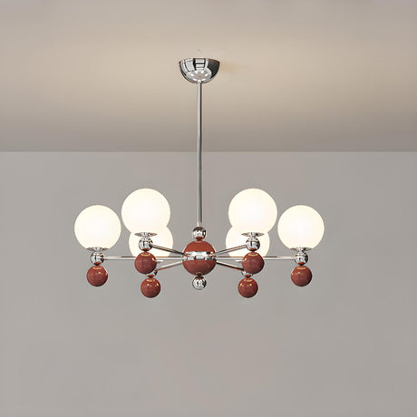 Modern 8-Light LED Globe Chandelier Adjustable Height Image - 2