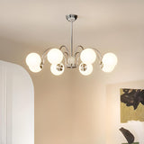 Modern 8-Light White Ball Chandelier Adjustable Height Image - 1