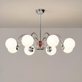 Modern 8-Light White Ball Chandelier Adjustable Height Image - 10