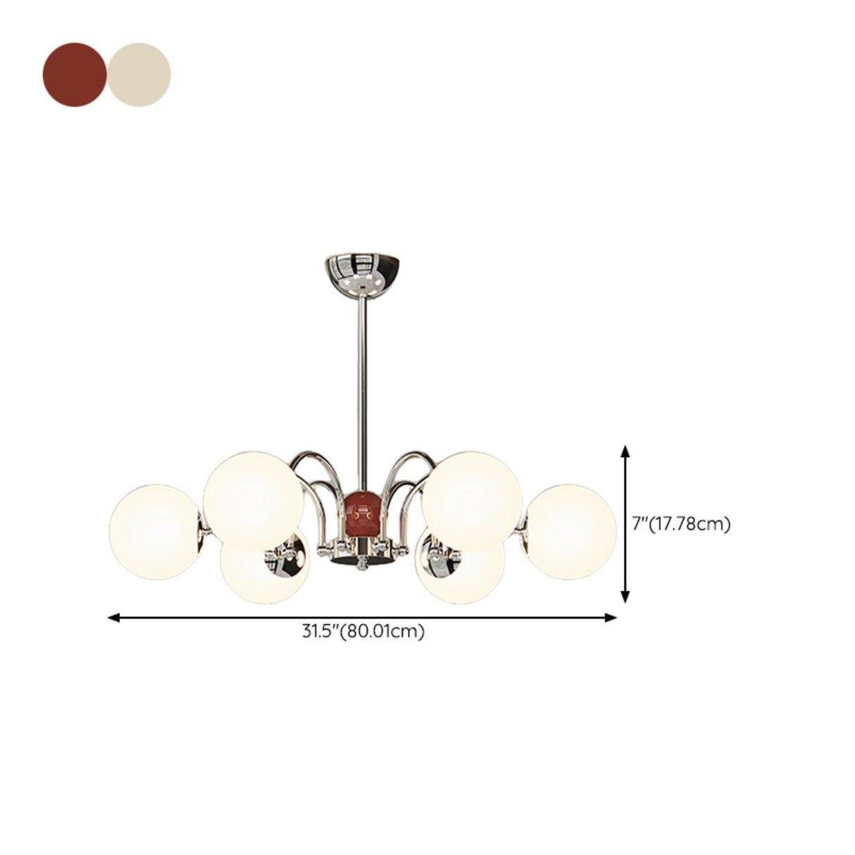 Modern 8-Light White Ball Chandelier Adjustable Height 