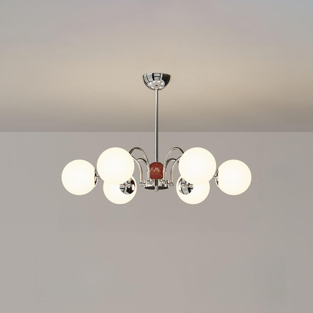 Modern 8-Light White Ball Chandelier Adjustable Height Image - 2