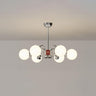 Modern 8-Light White Ball Chandelier Adjustable Height Image - 2