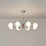 Modern 8-Light White Ball Chandelier Adjustable Height Image - 5