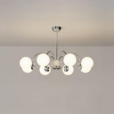 Modern 8-Light White Ball Chandelier Adjustable Height Image - 7