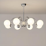 Modern 8-Light White Ball Chandelier Adjustable Height Image - 9