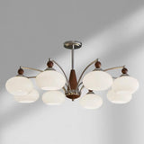 Modern 8-Light White Glass Chandelier Adjustable Height Image - 15