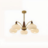 Modern 8-Light White Glass Chandelier Adjustable Height Image - 7